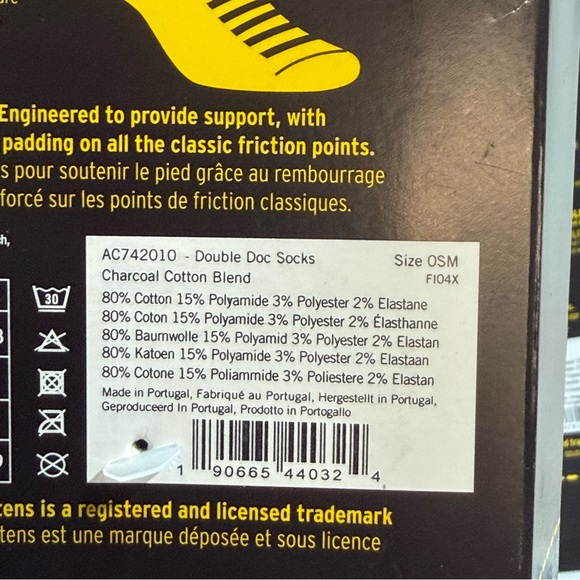 Dr. Martens Double Doc Socks 2- pair set S/M white charcoal padded - Picture 5 of 7